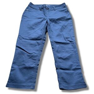 Up! Blue Cropped Stretch Jeans | Pull-On Mid Rise Capri Pants 69% Cotton